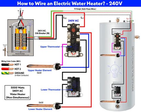 how to wire electric water heater to breaker box|120v hot water heater wiring.